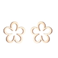 Elegant rose gold hollow five-petal flower stud earrings with minimalist geometric design - 424 Flower / Rose Gold