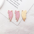 Pink and gold cat-shaped alloy charms for DIY jewelry making and necklaces - Pink Cat