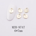 Détail de bijoux d'ongles cadenas coeur doré 6x7mm avec texture de dos et mesure - Style Serrure de Cœur Or (MZH-9747)