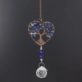 Detail of heart life tree suncatcher with blue stones and crystal prism pendant - Lapis Lazuli Heart Style