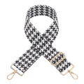Bandoulière réglable en jacquard pied-de-poule avec crochets dorés pour sacs - Pied-de-poule / Noir