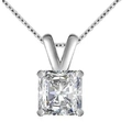 Sparkling square cut zircon pendant necklace with silver chain in 4-prong setting - XL273 Radiant Square Four-Claw