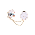 Broche de conejo de dibujos animados y reloj de bolsillo con cadenas doradas - Conejo y Reloj de Bolsillo