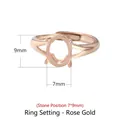 Rose gold adjustable S925 silver ring setting with four claws for 7x9mm oval stones - Stone Size 7*9mm / Rose Gold