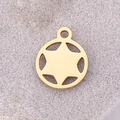 Golden round hollow stainless steel charm pendant for DIY Christmas jewelry making - DY834-2 Gold Star