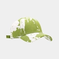 Detail view of the green and white graffiti pattern on the curved brim baseball cap - Grass Green & White Color Block Style (Color #8)