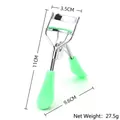 Portable silver eyelash curler with green pads and dimensions 11cm by 3.5cm - Green