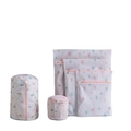 Thickened laundry bag set with tree patterns and protective pink zippers for delicates - Five-piece Set Of Colorful Little Trees (small Medium Large Cylindrical And Bra Bag)