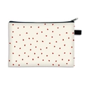 Beige portable cosmetic bag with red heart pattern and durable black zipper - Beige Scattered Red Hearts Style (16)