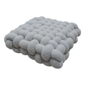Light grey chunky knit lamb wool square cushion on a clean white background - Light Gray