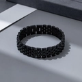 Minimalist matte black stainless steel watch link bracelet for men in three-row design - 10mm Black Straight Five-bead Jewel