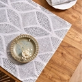 Japanese style linen placemat with grey geometric patterns on cream base fabric - Grey Barley Seedling