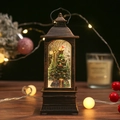 Vintage bronze Christmas lantern ornament with a decorated miniature tree inside - New Square Lantern Tree (No Water) / Without Water