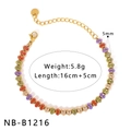 Detail of colorful oval gemstone bracelet with gold chain and lobster clasp - Colorful Oval Gemstones (NB-B1216)
