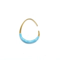 Gold-plated U-shaped earrings with light blue marble texture enamel inlay in 18K finish - 39*29mm / Half Wrap Style / Blue