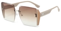 Frameless oversized square sunglasses with brown gradient lenses and khaki temples - Printed Logo / Grey Frame Gradient Brown