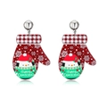Orecchini natalizi a guanto rosso glitterato con pinguino e scritta Merry Christmas - Guanto Pinguino Rosso