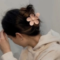 Matte soft pink flower claw clip in a five-petal design for hair styling buns - Rose Red