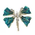 Chic dragonfly brooch in golden alloy with dark cyan enamel and sparkling rhinestones - 22# Peacock Blue Dragonfly