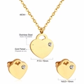 Vista detallada de las medidas del conjunto de joyas de corazón chapado en oro 18k - Dorado (SE236602G)