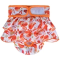 Dog diaper skirt with autumn fox print, orange elastic trim and magic tape closure - XS / Orange