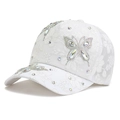 Casquette de baseball en dentelle blanche avec papillon en strass et motifs floraux - Adulte / Blanc