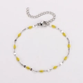 Bohemian stainless steel bracelet with bright yellow enamel charms and lobster clasp - Silver + Yellow Enamel