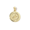 Macro shot of 18k gold plated round Sagittarius charm with embossed zodiac symbol detail - Sagittarius (YE040-9)