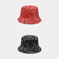 Cappello da pescatore reversibile con motivo paisley rosso e nero, stile retrò chic - Doppia Faccia Rosso e Nero / M (56-58cm)