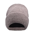Winter wool knitted beanie hat in brownish gray with thick ribbed texture and fleece lining - Wool Solid Color Beanie / Adult / Khaki