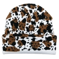 Knitted leopard print beanie hat with brown and black jacquard pattern on white background - M (56-58cm) / Large Leopard Pattern