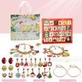 24-day Christmas advent calendar kit with beads, pendants and snake chain bracelets - Gold Theme Gold Chain Blind Box (HK861)
