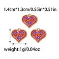 Macro detail of 304 stainless steel heart pendants with love text and size measurements - Purple Love Heart Pendant