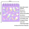 Mini taccuino a spirale in silicone viola con motivi 3D di gelati e caramelle colorate - Viola