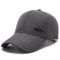 Classic dark grey cotton baseball cap for middle-aged men with fashion metal emblem - Adjustable / Dark Gray