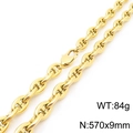Collana a catena marinara in acciaio al titanio dorato di 570x9mm e peso di 84g - Stile Oro (KN289139-KFC)