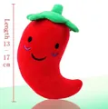 Plush red chili catnip toy with embroidered smiley face, approximately 15cm long - Chili