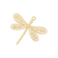 Golden dragonfly pendant with white floral enamel wings for DIY jewelry making - White