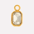 Golden rectangular glass stone pendant with 304 stainless steel setting for jewelry DIY - Gold/White