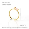 Anello aperto in acciaio inossidabile dorato con ciondolo a balena rosa smaltata - Aperto Regolabile / Balena Rosa (ZR646G)
