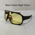 Night vision sports cycling glasses with black matte frame and yellow tinted lenses - Black Frame Night Vision Lens