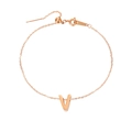 Cavigliera regolabile in acciaio inossidabile oro rosa con un elegante ciondolo lettera V - V-Oro Rosa