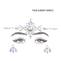 Detailed view of iridescent AB rhinestones and faux pearls for face and body decoration - Iridescent Rhinestone Decal (DA-23-1)