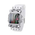 Creative crab-style binary LED watch with silver case and white silicone strap - Silver Case White Strap