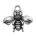 Silver bee metal charm pendant with intricate wing details for DIY jewelry making - 1pc Antique Silver Bee 20x22mm
