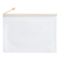 White A4 mesh file bag with yellow zipper for transparent document storage and organization - Morandi Khaki - Blank