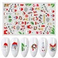 Christmas nail stickers F686 featuring Santa and reindeer on manicured nails - Self-adhesive F-686 (Unpackaged)