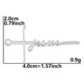 Silver Jesus cross pendant in 304 stainless steel, 4.0x2.0cm size for DIY jewelry - JESUS Letter / Silver
