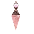 Pendolo in quarzo rosa con spirale in rame e cappuccio in argento antico decorato - Quarzo rosa