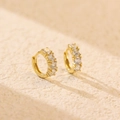 Orecchini a cerchio dorati in argento S925 con cinque zirconi cubici a taglio tondo - Argento 925 / Oro